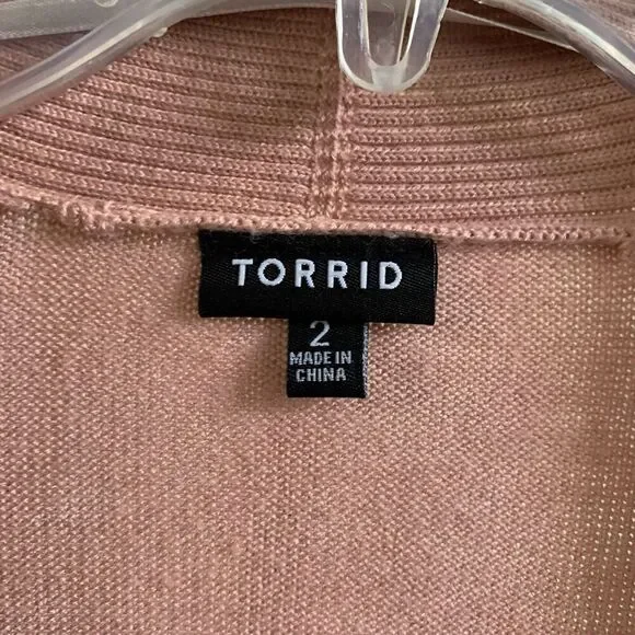 Torrid women’s plus long blush open cardigan size 2 - Picture 7 of 12